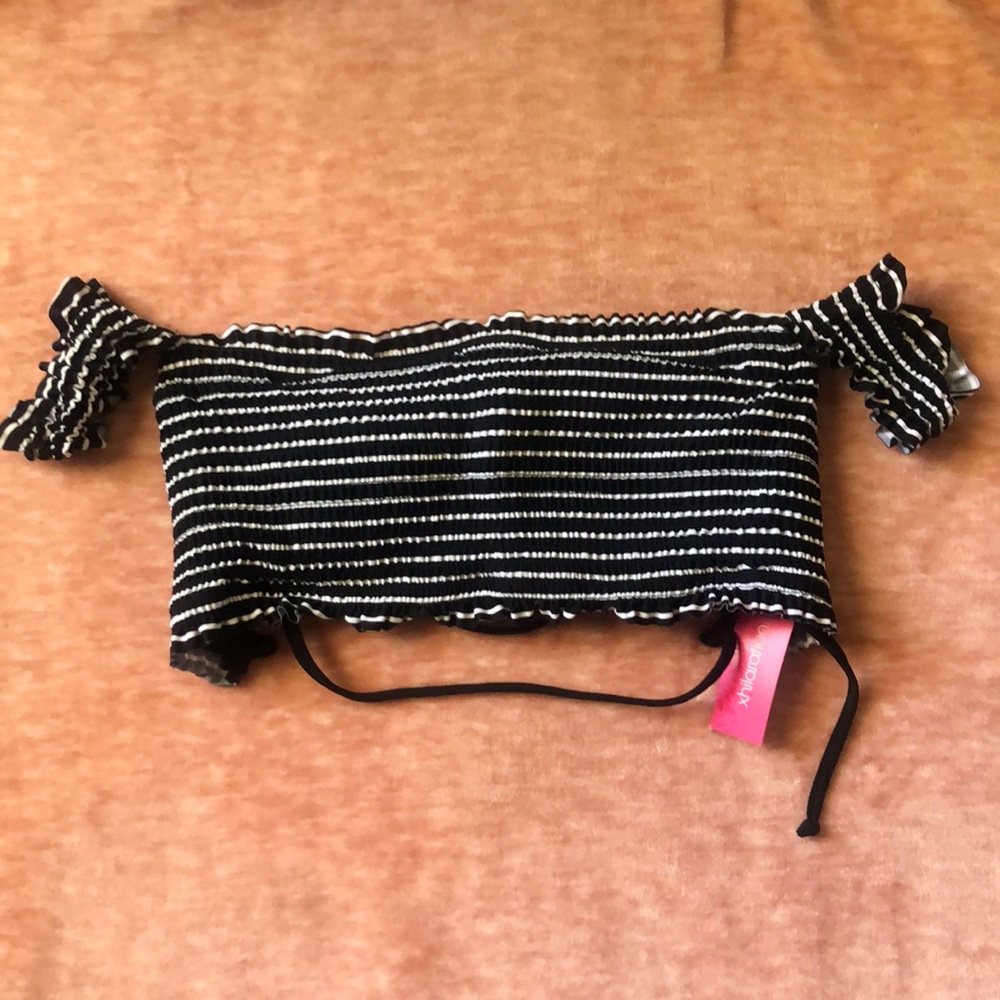 Xhilaration Off the Shoulder Striped Bikini Top